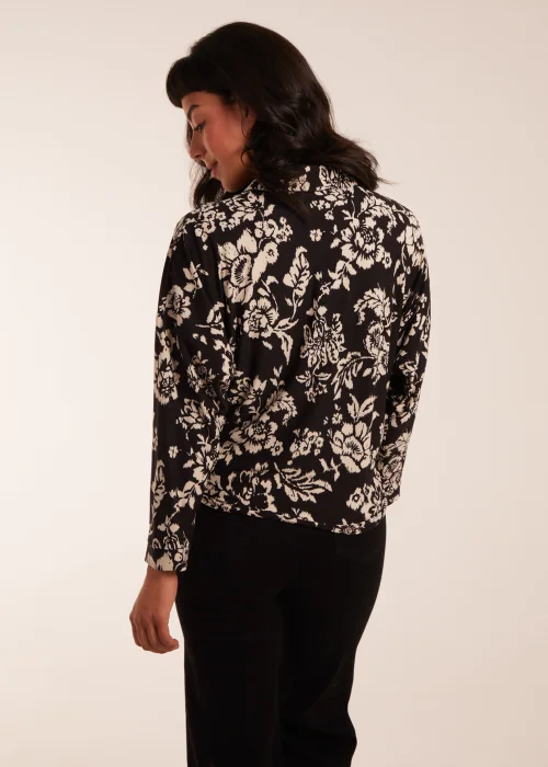 Blue Vanilla Black Tie Front Oversized Shirt - Small Image 3