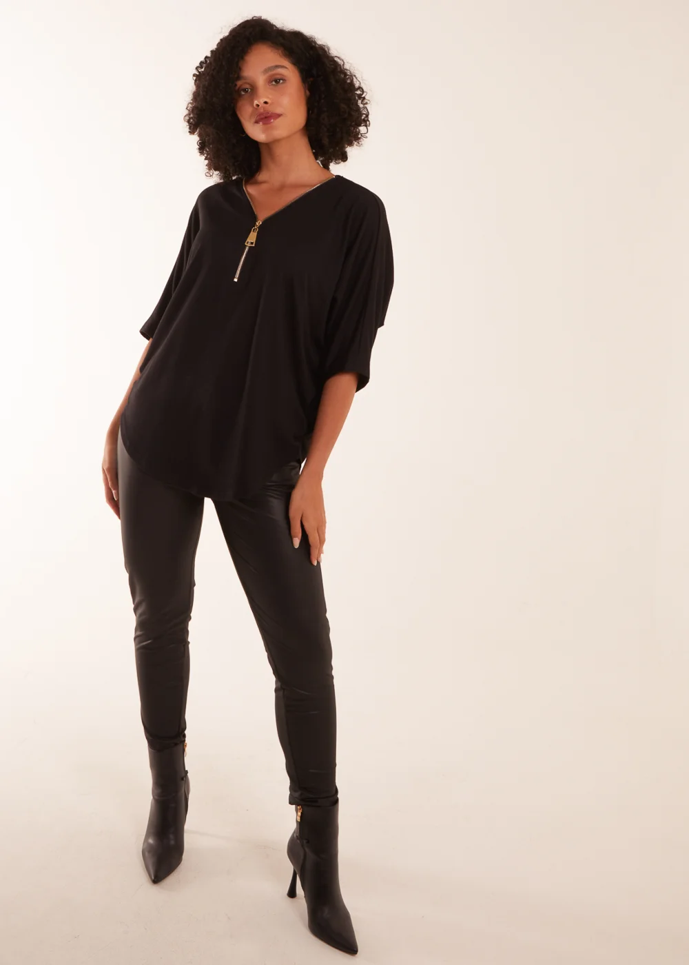 Blue Vanilla Black Zip Front Top - Small/Medium Image 1