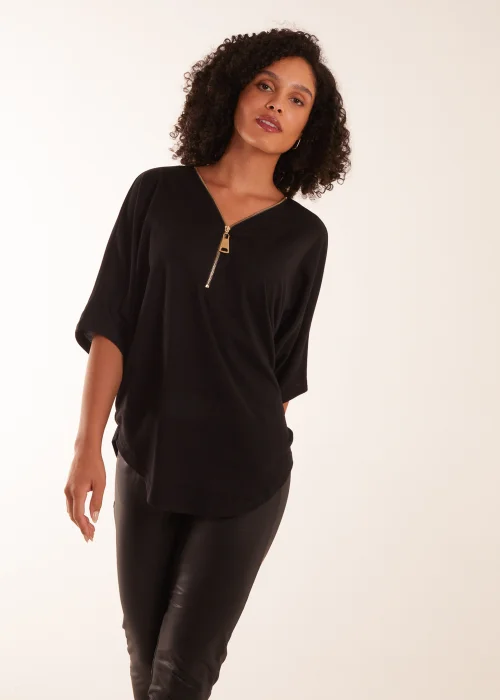 Blue Vanilla Black Zip Front Top - Small/Medium Image 2