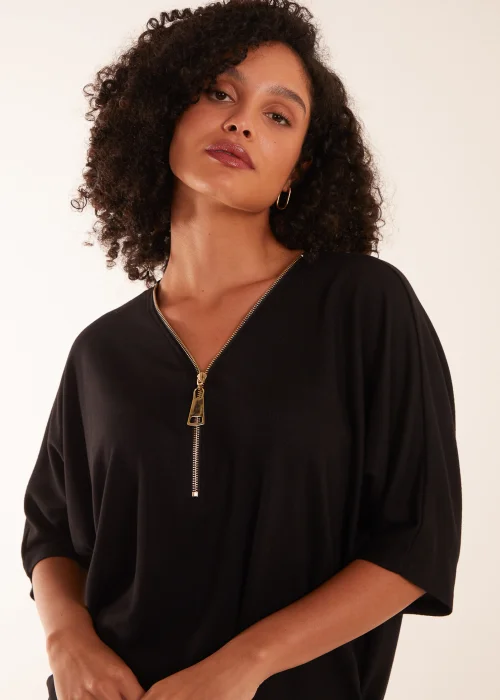 Blue Vanilla Black Zip Front Top - Small/Medium Image 4