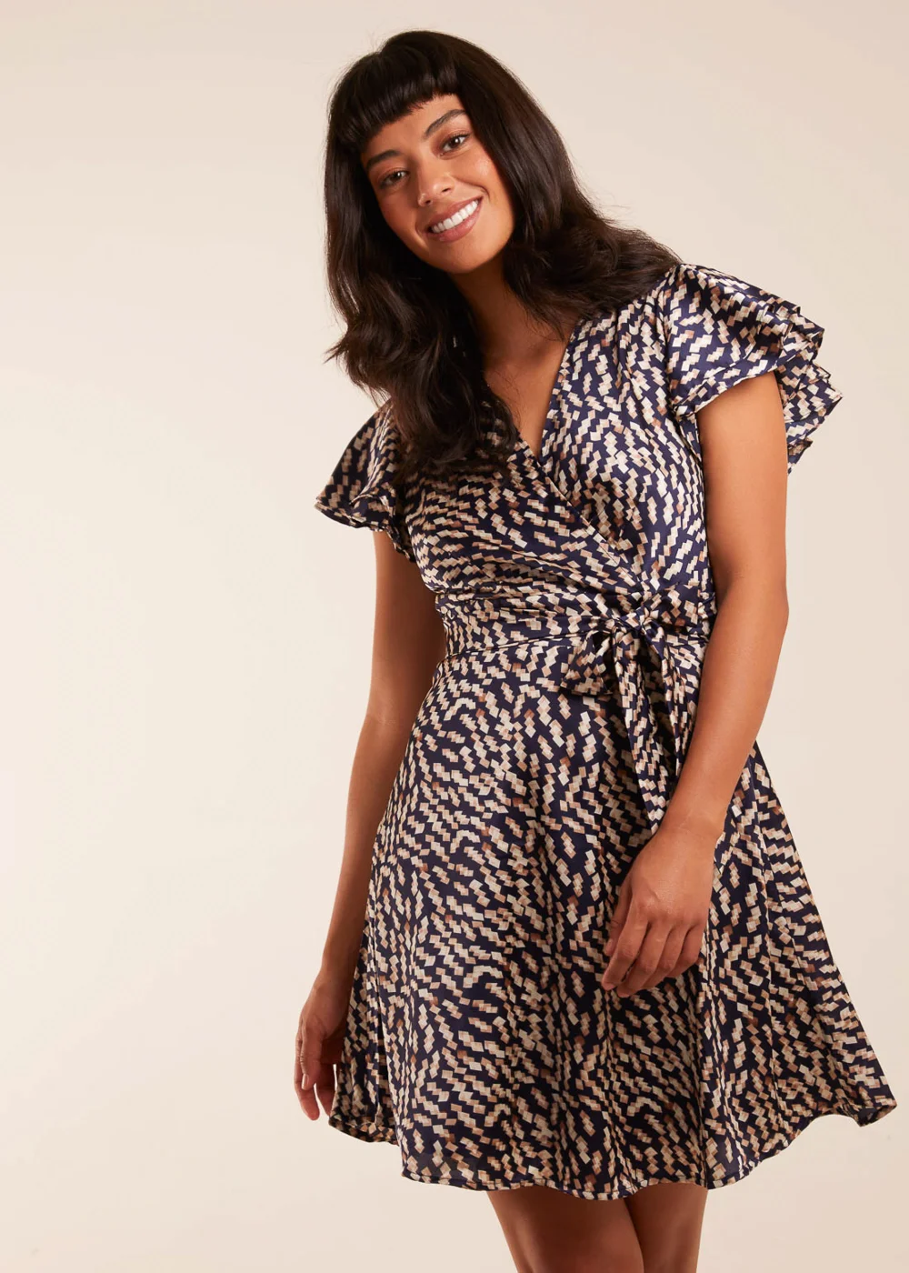Blue Vanilla Navy Wrap Ruffle Mini Dress - 8 Image 3