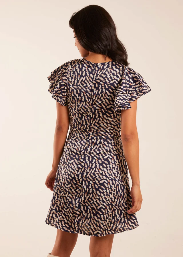 Blue Vanilla Navy Wrap Ruffle Mini Dress
