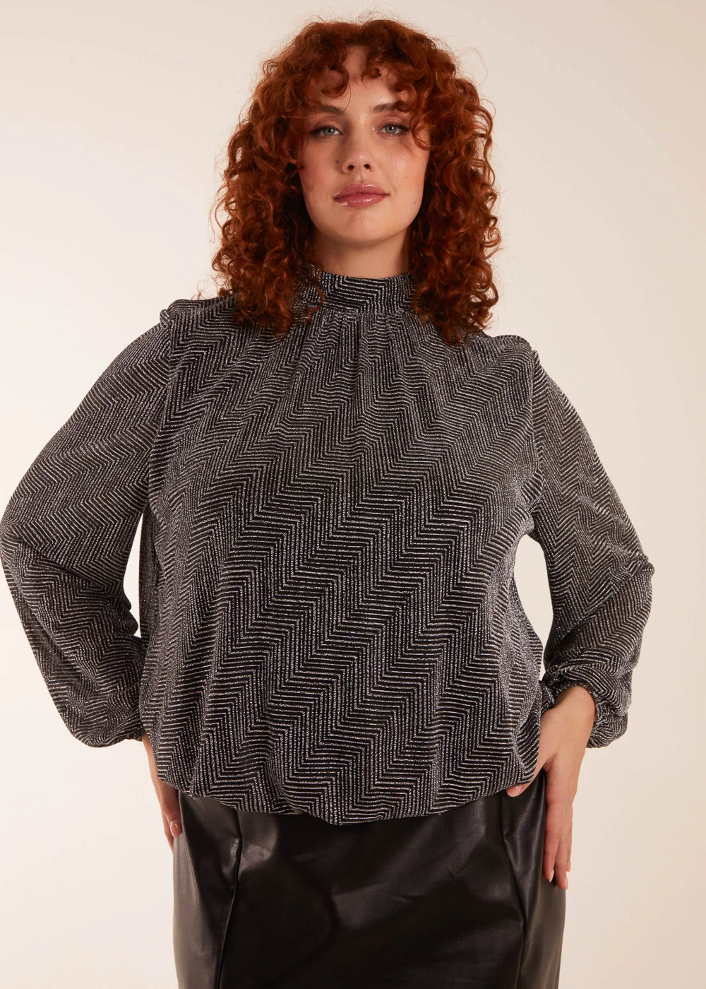 Blue Vanilla Silver Curve Puffball High Neck Top - 24 Image 1