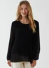 Blue Vanilla Black Long Sleeve Pleated Top - One Size Image 1