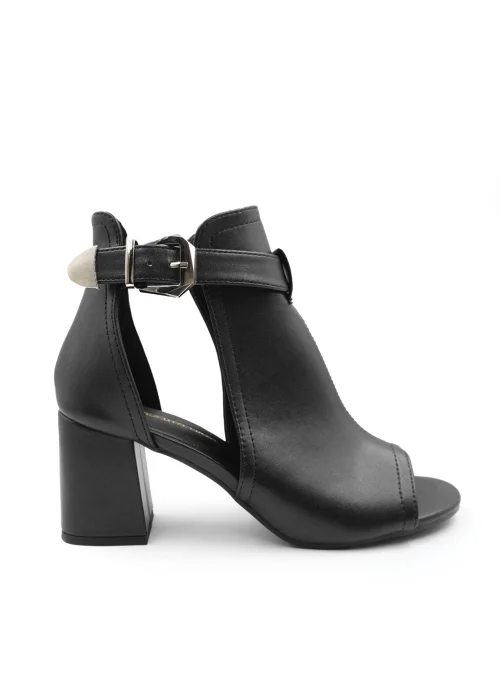 Where's That From Black Pu Lisa Open Toe Block Heels - Size 6 Image 1