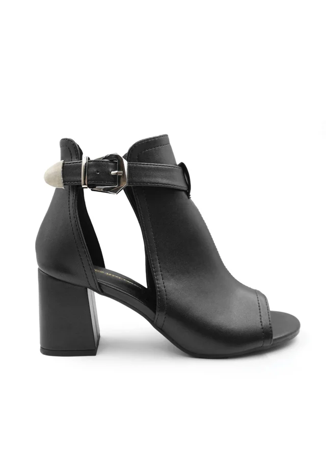 Where's That From Black Pu Lisa Open Toe Block Heels