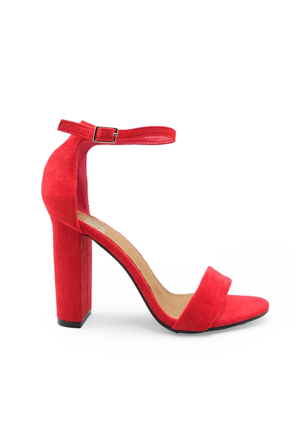 Where's That From Red Suede Skye Strappy Block Heels - Size 7 Image 1