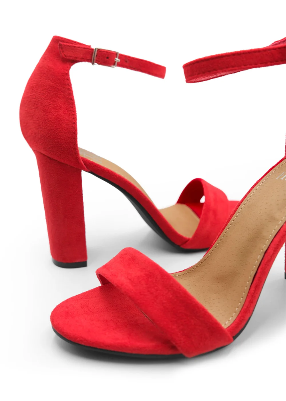 Where's That From Red Suede Skye Strappy Block Heels - Size 7 Image 2