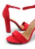 Where's That From Red Suede Skye Strappy Block Heels - Size 7 Image 2