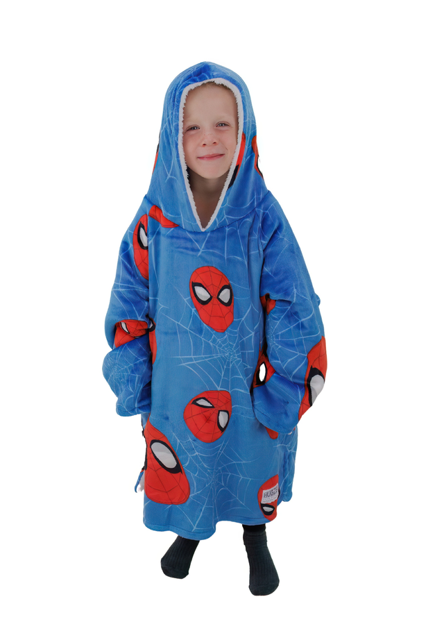 HUGZEE Kids Spiderman Heads Up Wearble Hooded Throw