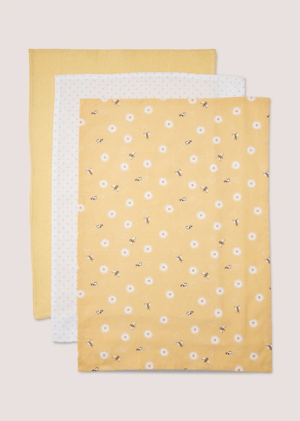 3 Pack Yellow Bee Daisy Tea Towels Image 1