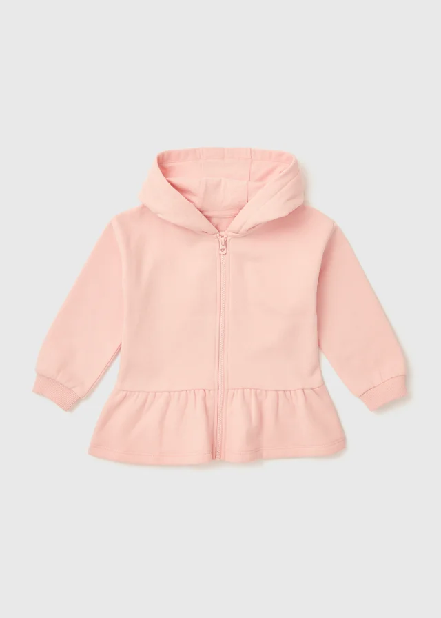 Girls Pink Heart Zip Up Hoodie (1-7yrs)