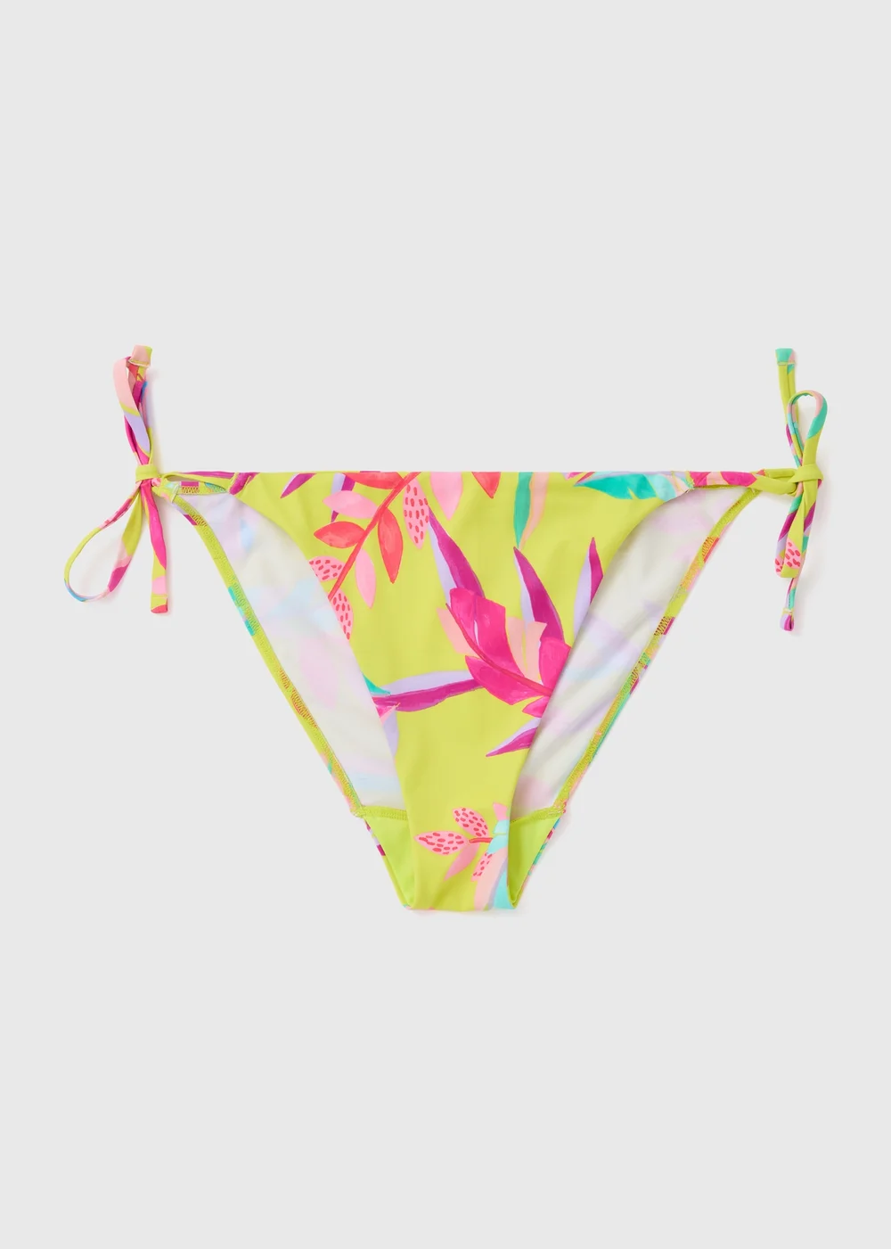 Multicolour Leaf Print Tie Side Triangle Bikini Bottoms - Size 6 Image 1