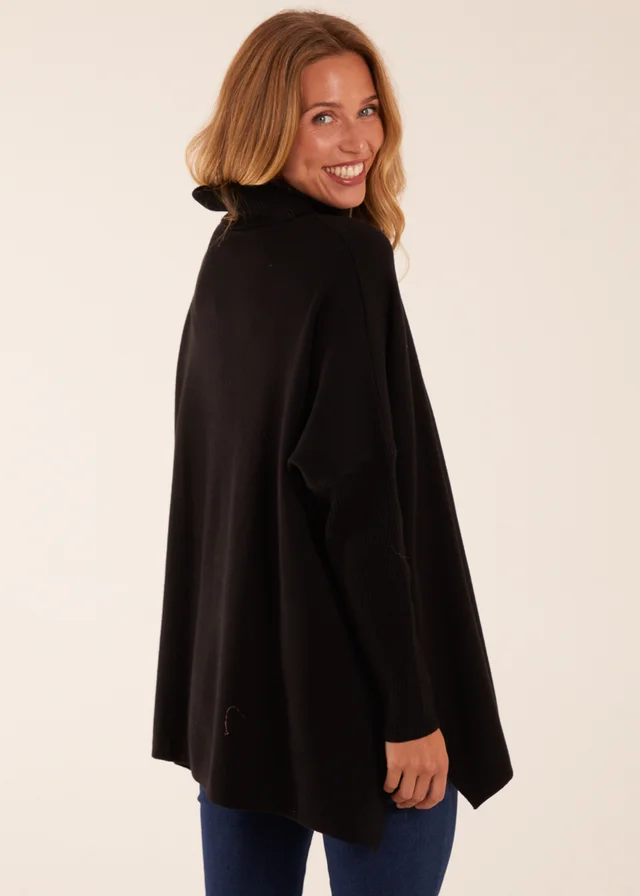 Blue Vanilla Black High Neck Boxy Jumper