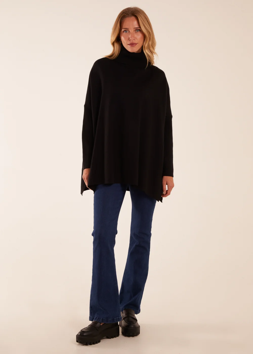 Blue Vanilla Black High Neck Boxy Jumper - S/M Image 4