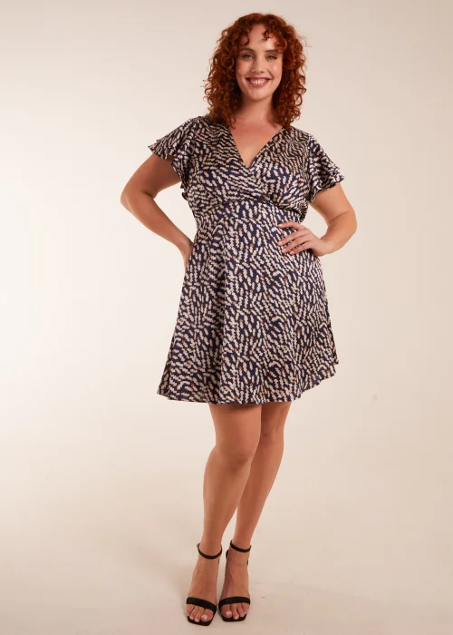 Blue Vanilla Navy Curve Wrap Ruffle Mini Dress - 18 Image 1