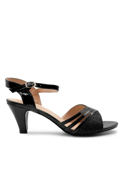 Where's That From Stormi Low Heel Sandals In Black Glitter - Size 5 Image 1
