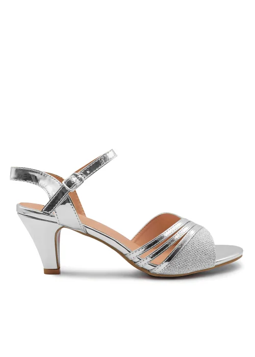 Where's That From Stormi Low Heel Sandals In Silver Glitter - Size 7 Image 1