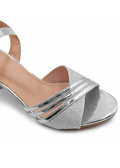 Where's That From Stormi Low Heel Sandals In Silver Glitter - Size 7 Image 2