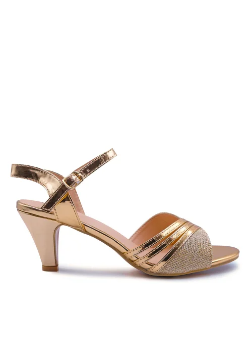 Where's That From Stormi Low Heel Sandals In RoseGold Glitter - Size 4 Image 1