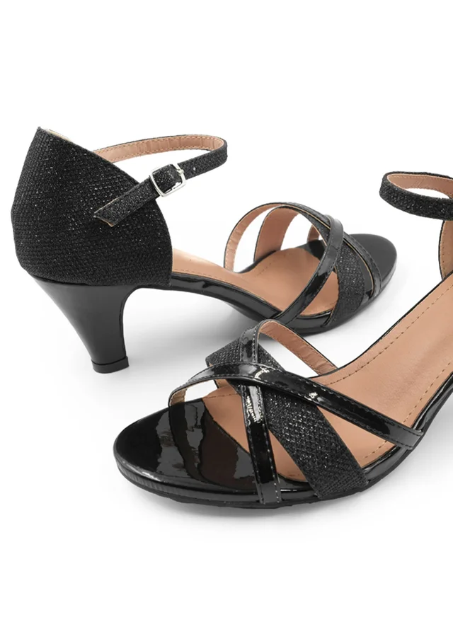 Where's That From Artemis Mid High Heel In Black Glitter