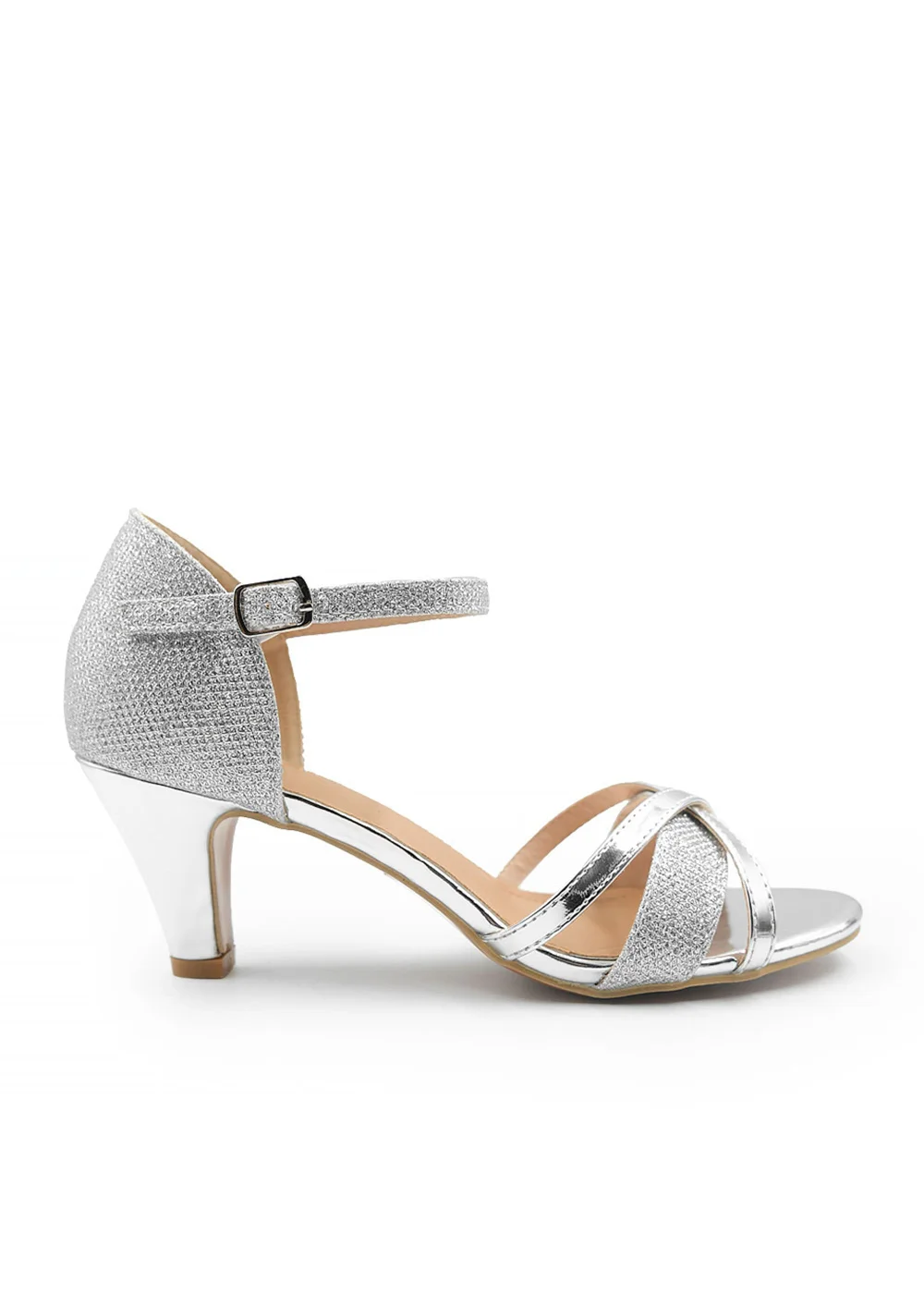 Where's That From Artemis Mid High Heel In Silver Glitter - Size 7 Image 1