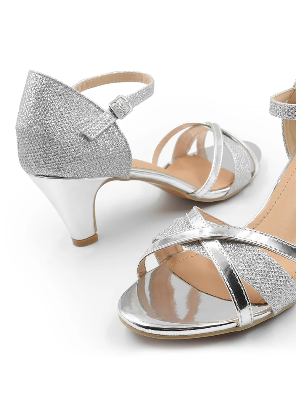 Where's That From Artemis Mid High Heel In Silver Glitter - Size 7 Image 2