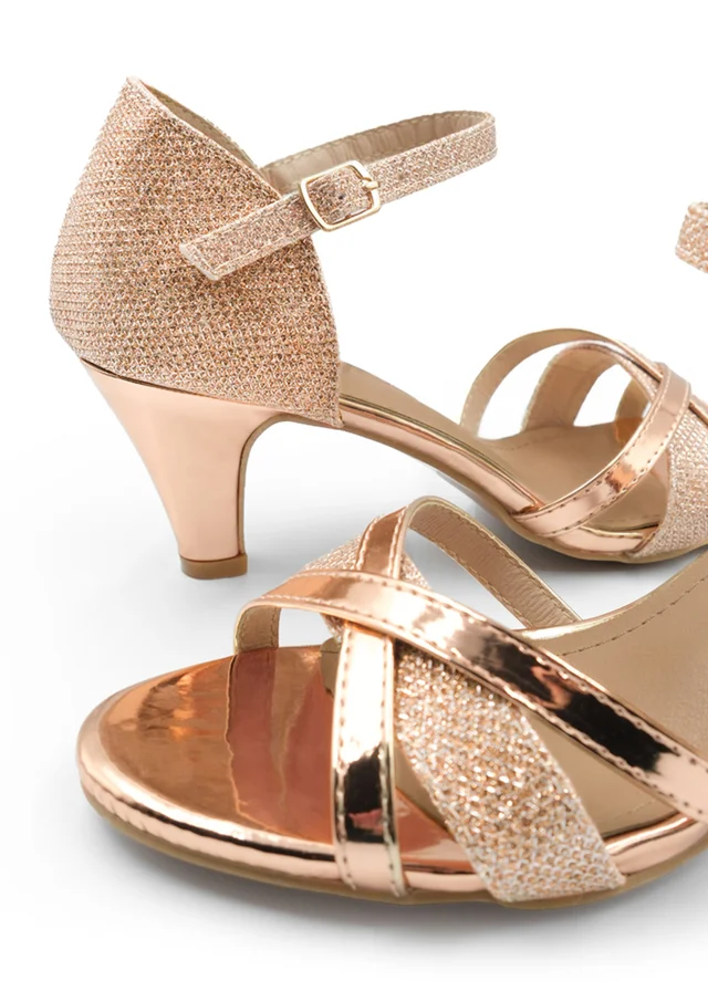 Where's That From Artemis Mid High Heel In Champagne Glitter