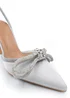 Where's That From Silver Silk Fanen Pointed Toe High Heels - Size 6 Image 2