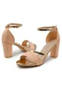 Where's That From RoseGold Glitter Perla Mid Block Heel Sandals - Size 9 Image 2