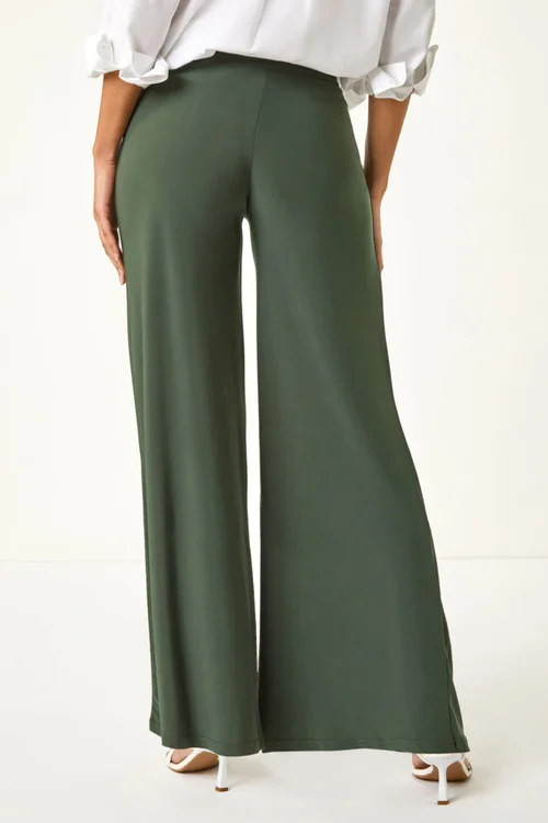 Roman Khaki Wide Leg Stretch Trousers - 10 Image 3
