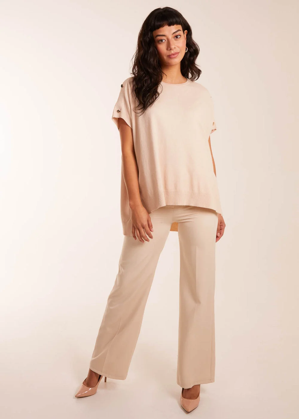 Blue Vanilla Stone Oversized Button Shoulder Top - M/L Image 4