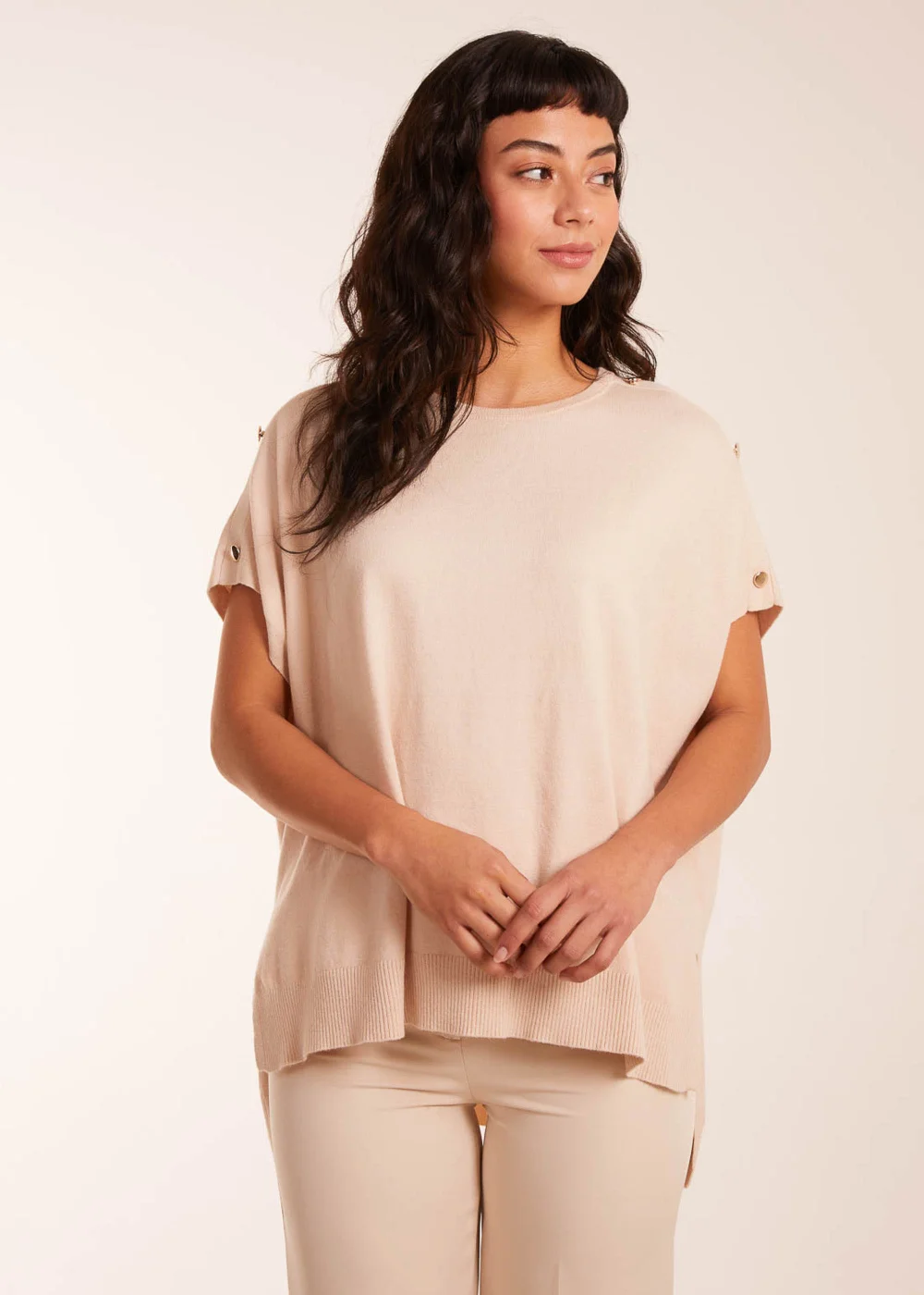 Blue Vanilla Stone Oversized Button Shoulder Top - Small/Medium Image 1