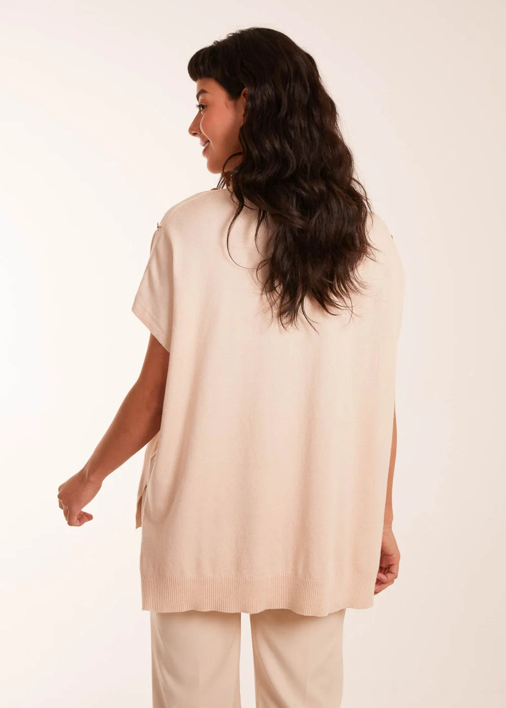 Blue Vanilla Stone Oversized Button Shoulder Top - M/L Image 3