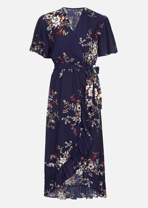 Mela Floral Short Sleeve Maxi Dress In Navy - 8 Image 3