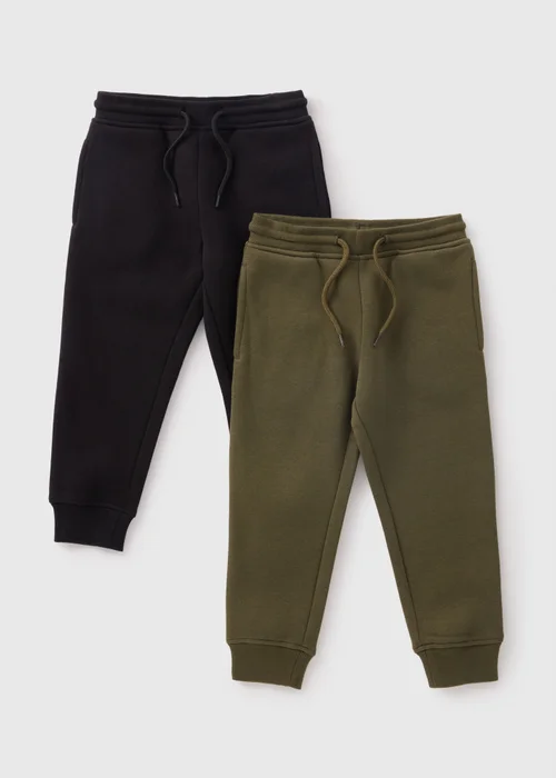 Boys 2 Pack Black & Khaki Joggers (1-7yrs) - Age 1 - 1.5 Years Image 1