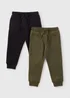 Boys 2 Pack Black & Khaki Joggers (1-7yrs) - Age 1 - 1.5 Years Image 1
