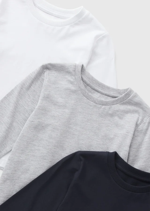 3 Pack Boys Monochrome Long Sleeve T-Shirts (1-7yrs)