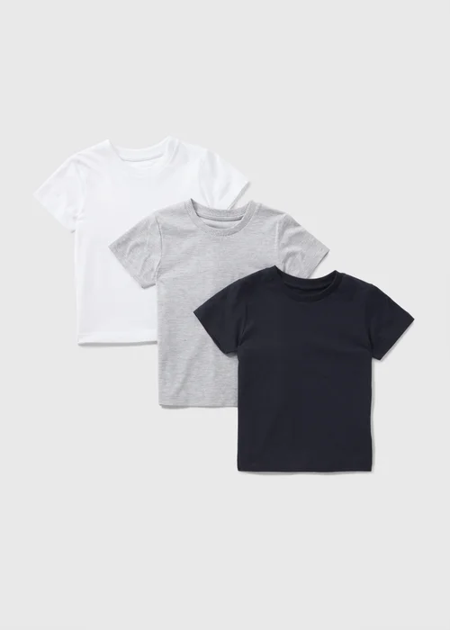 3 Pack Boys Monochrome T-Shirts (1-7yrs) - 1 to 1 half years Image 1
