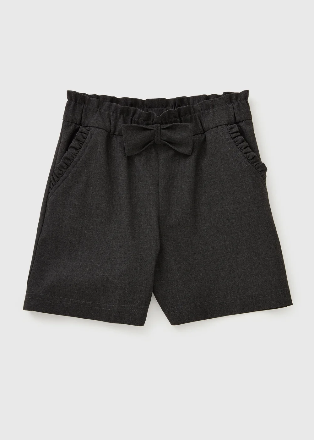 Girls Grey Bow School Shorts (3-13yrs) - Age 4 Years Image 1