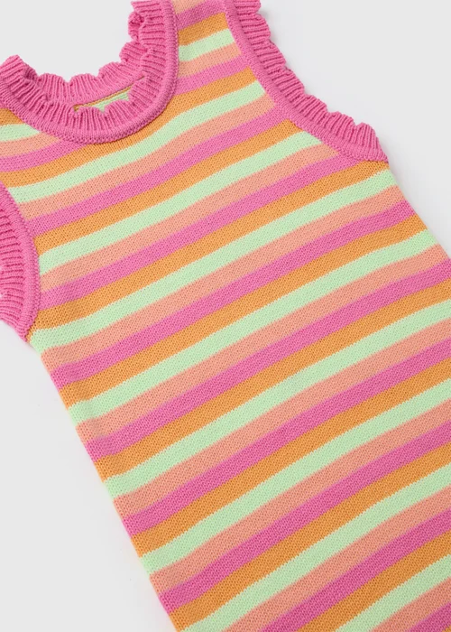 Girls Multicolour Crochet Stripe Dress (7-13yrs) - Age 7 Years Image 2