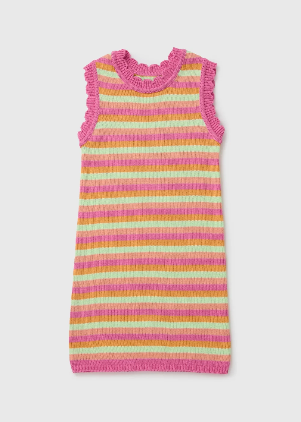 Girls Multicolour Crochet Stripe Dress (7-13yrs) - Age 7 Years Image 1