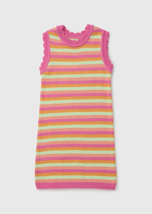 Girls Multicolour Crochet Stripe Dress (7-13yrs) - Age 7 Years Image 1