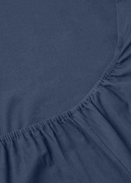 Navy Cotton Deep Fitted Bed Sheet (180 Thread Count) - Single Image 2