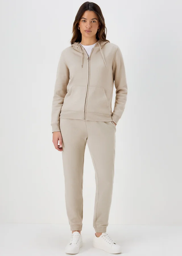 Beige Tapered Jogging Bottoms