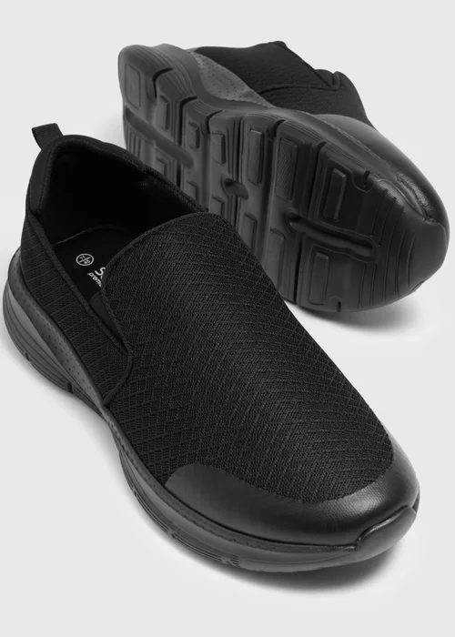 Black Mesh Slip On Trainers - Size 6 Image 2