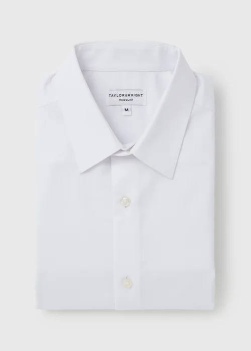 Taylor & Wright White Textured Regular Fit Shirt - Small Image 3