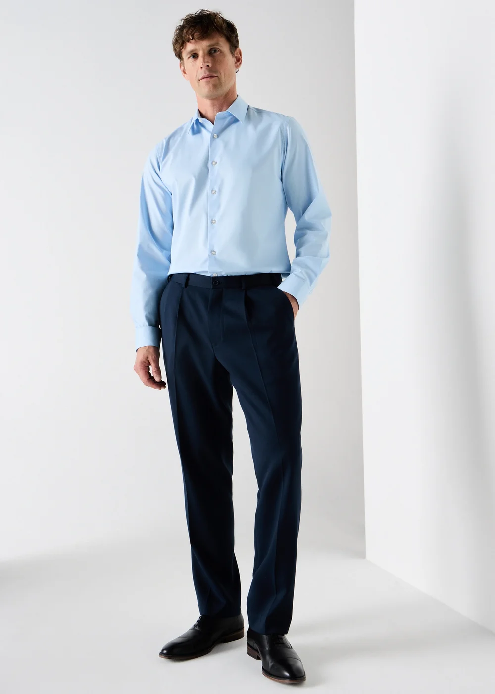 Taylor & Wright Blue Textured Regular Fit Shirt - S Image 4