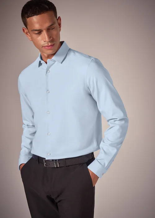 Taylor & Wright Blue Slim Fit Twill Shirt - Small Image 1