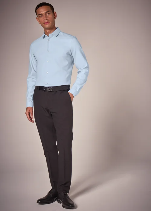 Taylor & Wright Blue Slim Fit Twill Shirt - Small Image 2